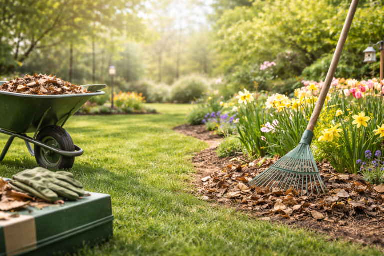 Gardener carrying out a professional garden clean-up at a residential property in Perth, WA.